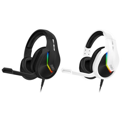 CONNECT IT CHP-3595-BK - LED gaming-høretelefoner m. kabel + mikrofon og RGB-farver sort