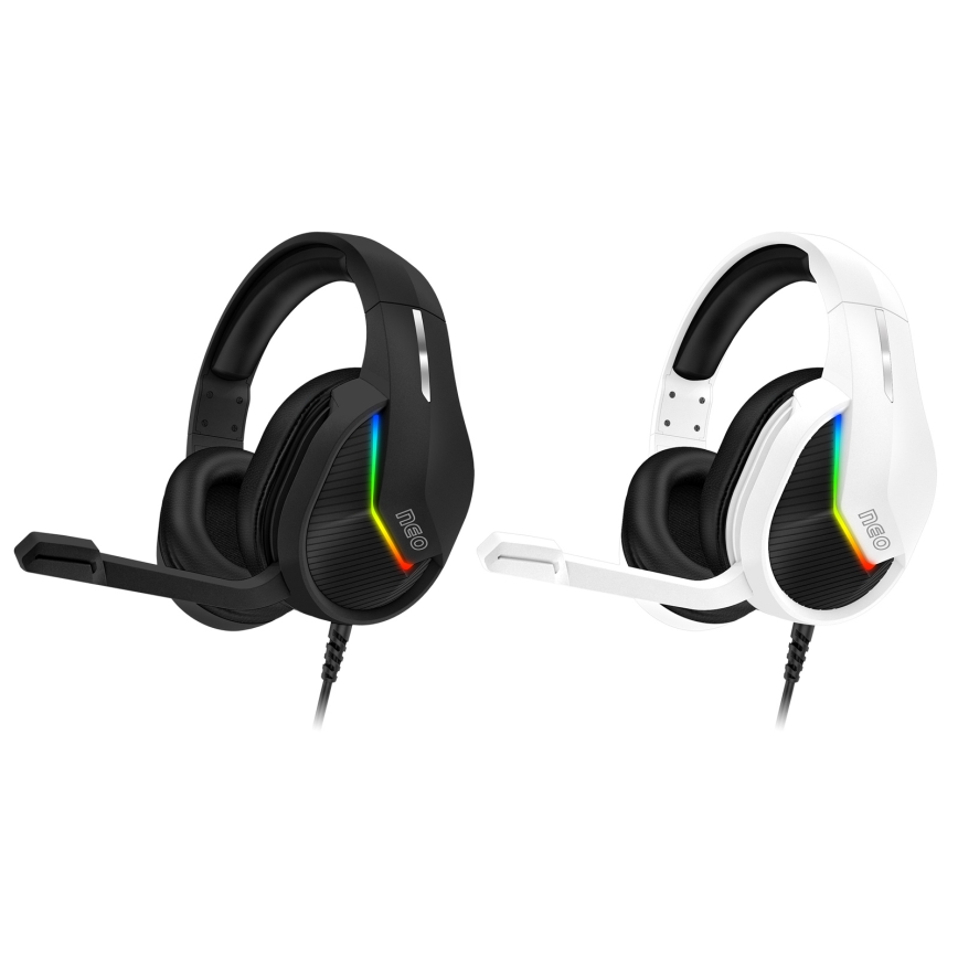 CONNECT IT CHP-3595-BK - LED gaming-høretelefoner m. kabel + mikrofon og RGB-farver sort