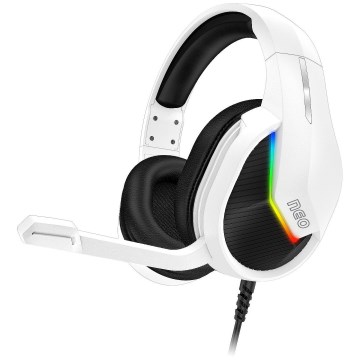 CONNECT IT CHP-3595-WH - LED RGB Gaming-høretelefoner m. kabel med mikrofon hvid/sort