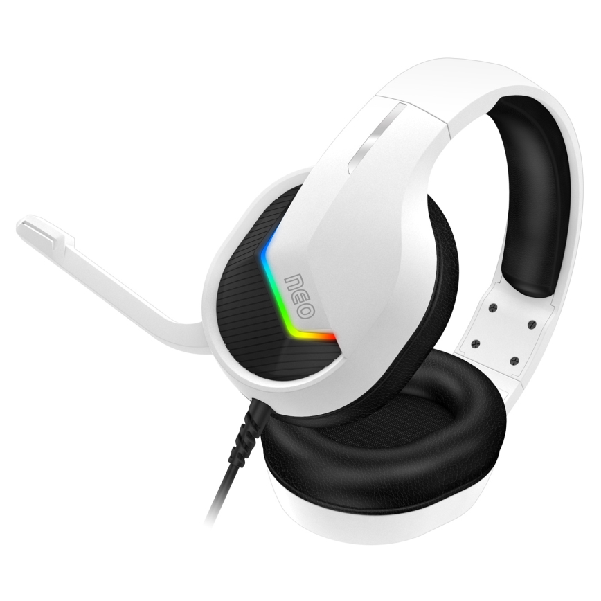 CONNECT IT CHP-3595-WH - LED RGB Gaming-høretelefoner m. kabel med mikrofon hvid/sort