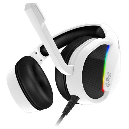 CONNECT IT CHP-3595-WH - LED RGB Gaming-høretelefoner m. kabel med mikrofon hvid/sort