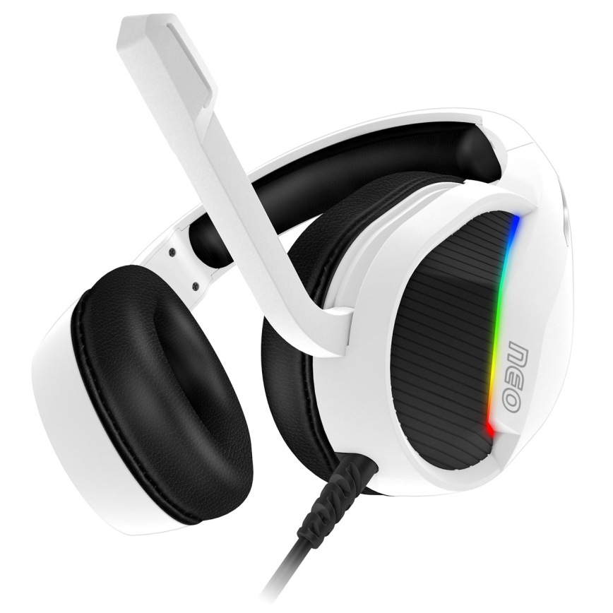 CONNECT IT CHP-3595-WH - LED RGB Gaming-høretelefoner m. kabel med mikrofon hvid/sort