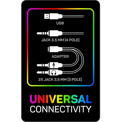 CONNECT IT CHP-3595-WH - LED RGB Gaming-høretelefoner m. kabel med mikrofon hvid/sort