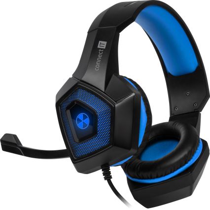 CONNECT IT CHP-5500-BL - LED Gaming-høretelefoner m. kabel med mikrofon sort/blå