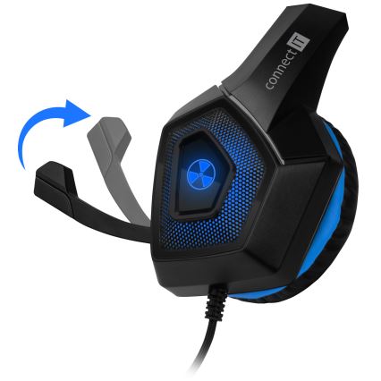 CONNECT IT CHP-5500-BL - LED Gaming-høretelefoner m. kabel med mikrofon sort/blå