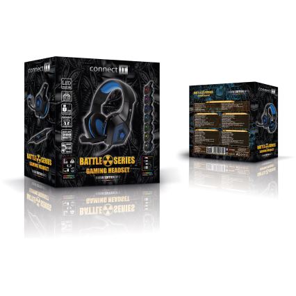 CONNECT IT CHP-5500-BL - LED Gaming-høretelefoner m. kabel med mikrofon sort/blå