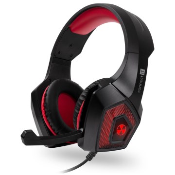 CONNECT IT CHP-5500-RD - LED Gaming-høretelefoner m. kabel med mikrofon sort/rød