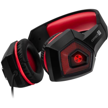 CONNECT IT CHP-5500-RD - LED Gaming-høretelefoner m. kabel med mikrofon sort/rød