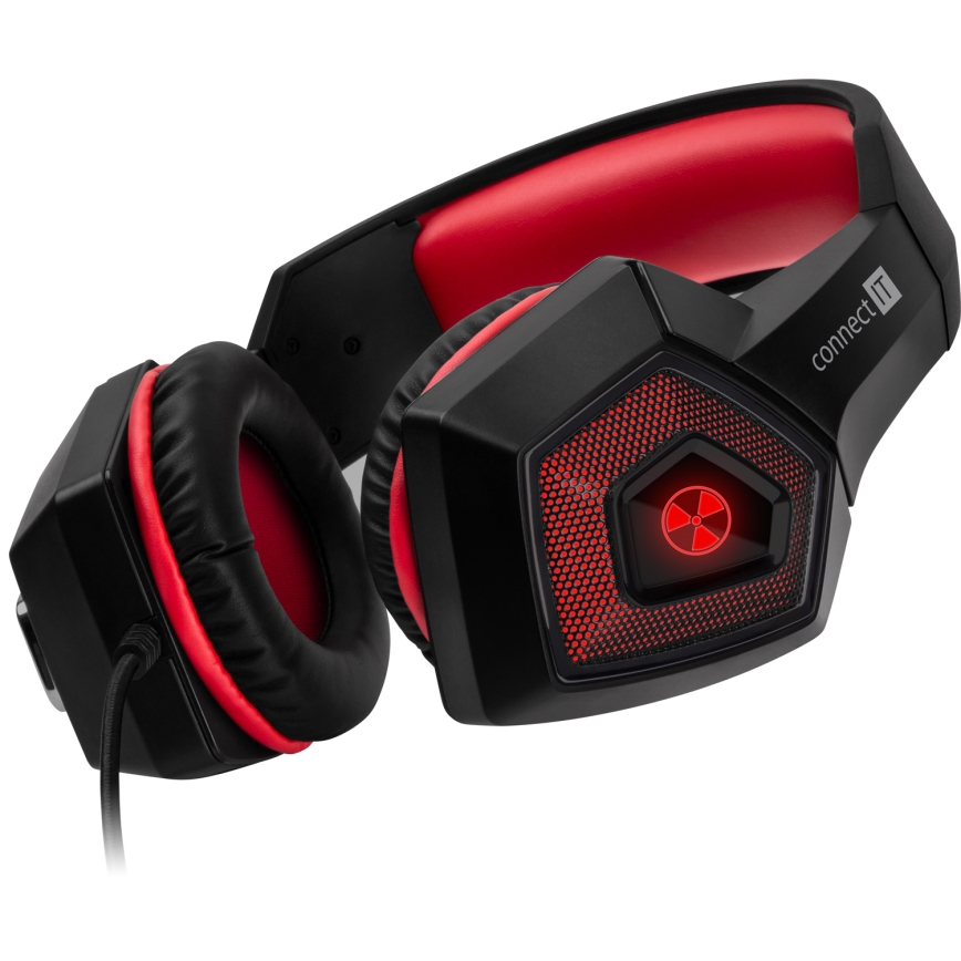 CONNECT IT CHP-5500-RD - LED Gaming-høretelefoner m. kabel med mikrofon sort/rød