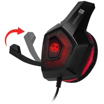 CONNECT IT CHP-5500-RD - LED Gaming-høretelefoner m. kabel med mikrofon sort/rød