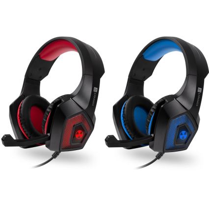 CONNECT IT CHP-5500-RD - LED Gaming-høretelefoner m. kabel med mikrofon sort/rød