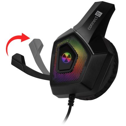 CONNECT IT CHP-5600-BK - LED RGB Gaming-høretelefoner m. kabel med mikrofon sort
