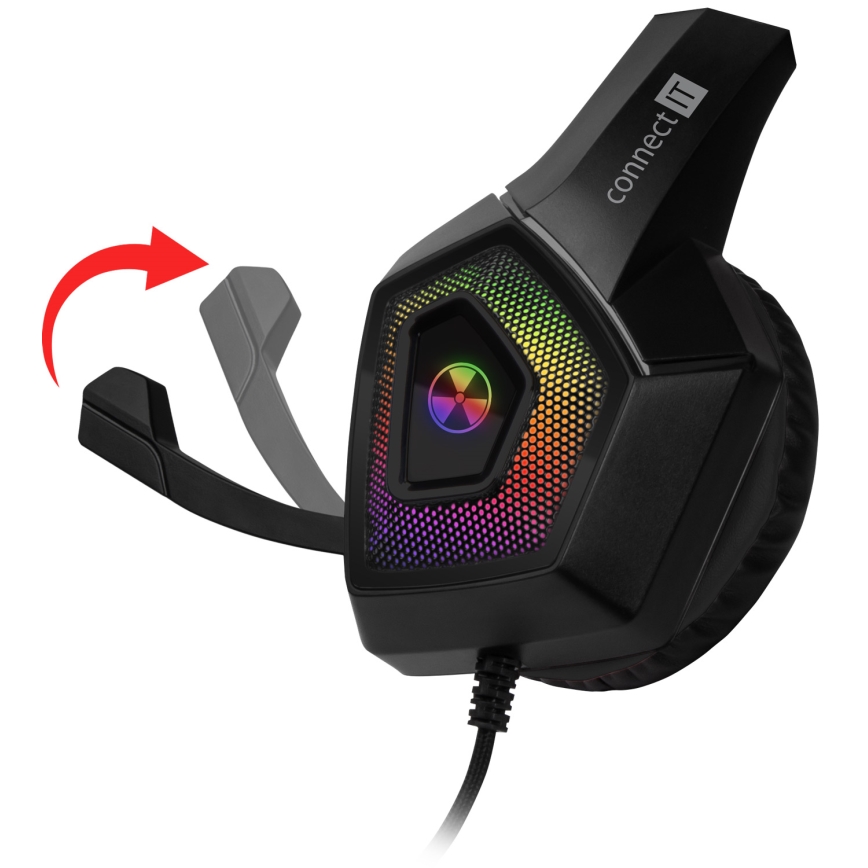 CONNECT IT CHP-5600-BK - LED RGB Gaming-høretelefoner m. kabel med mikrofon sort