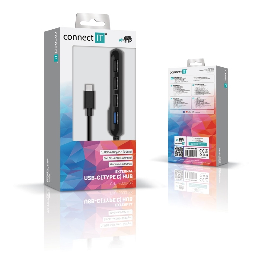 CONNECT IT CHU-5000-BK - USB-C hub 4-i-1
