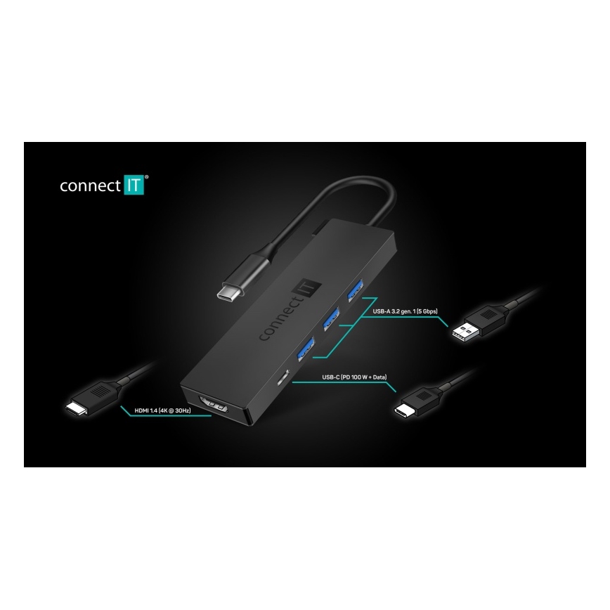 CONNECT IT CHU-8010-AN - USB-C hub 5-i-1