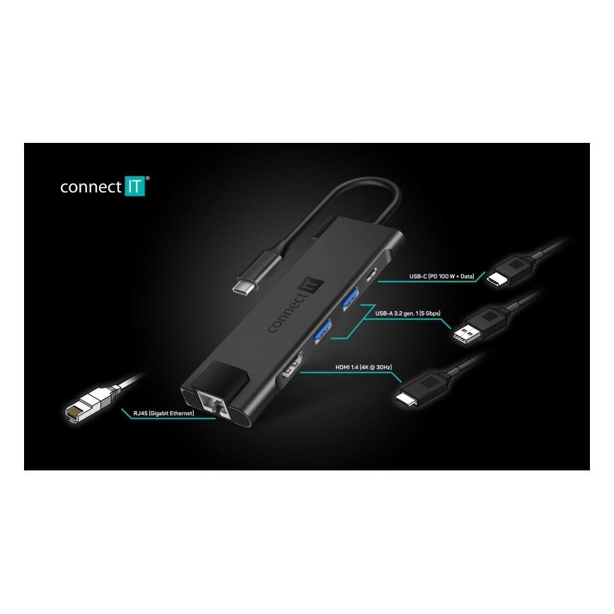 CONNECT IT CHU-8020-AN - USB-C hub 5-i-1