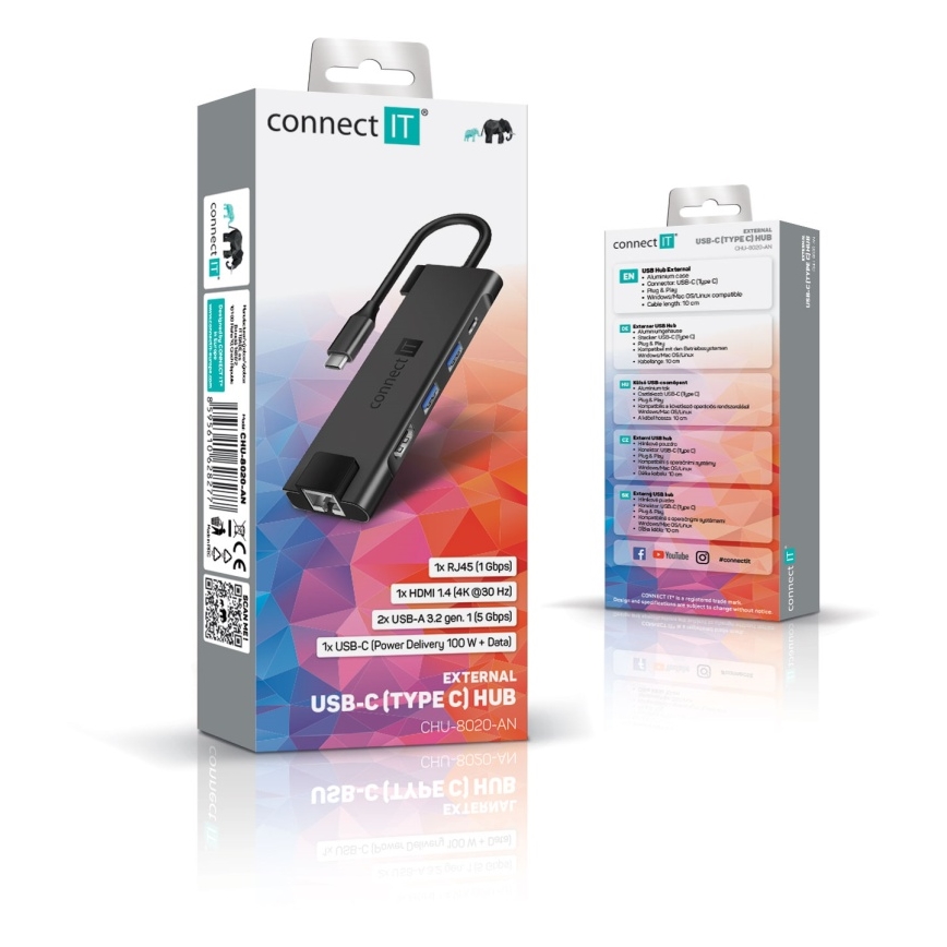 CONNECT IT CHU-8020-AN - USB-C hub 5-i-1