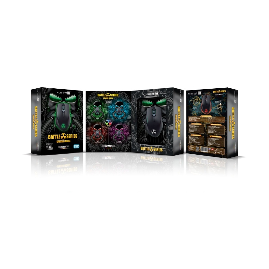 CONNECT IT CI-1128 - LED Gaming-mus m. ledning 1000/1200/1600/3200 DPI sort