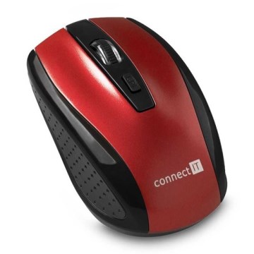 CONNECT IT CI-1224 - Trådløs mus 800/1200/1600 DPI, 2x AAA, sort/rød