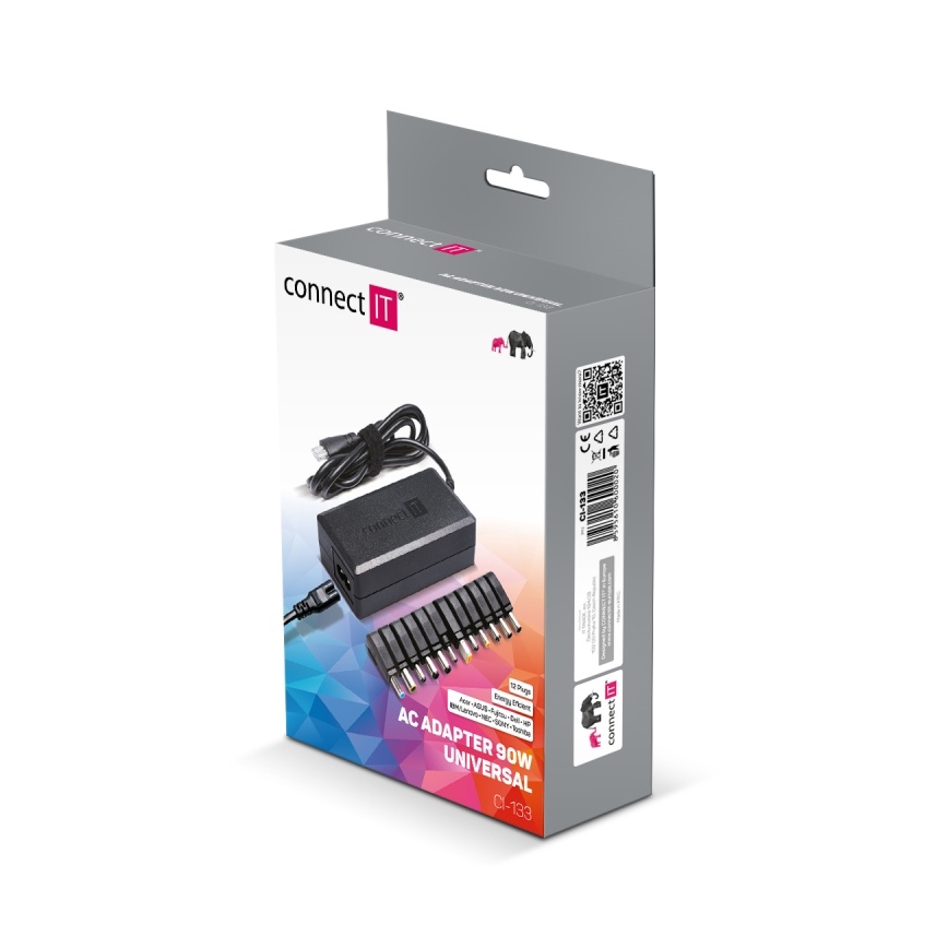 CONNECT IT CI-133 - Universel strømadapter til laptops 90W