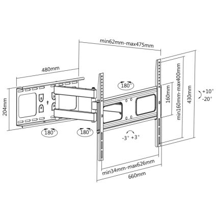 CONNECT IT CI-786 - Tv-vægbeslag 37-70” sort