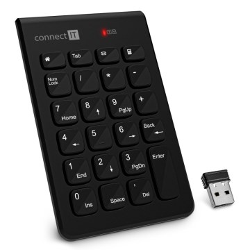 CONNECT IT CKB-0062-BK - Trådløs numeric keypad 1xAAA sort