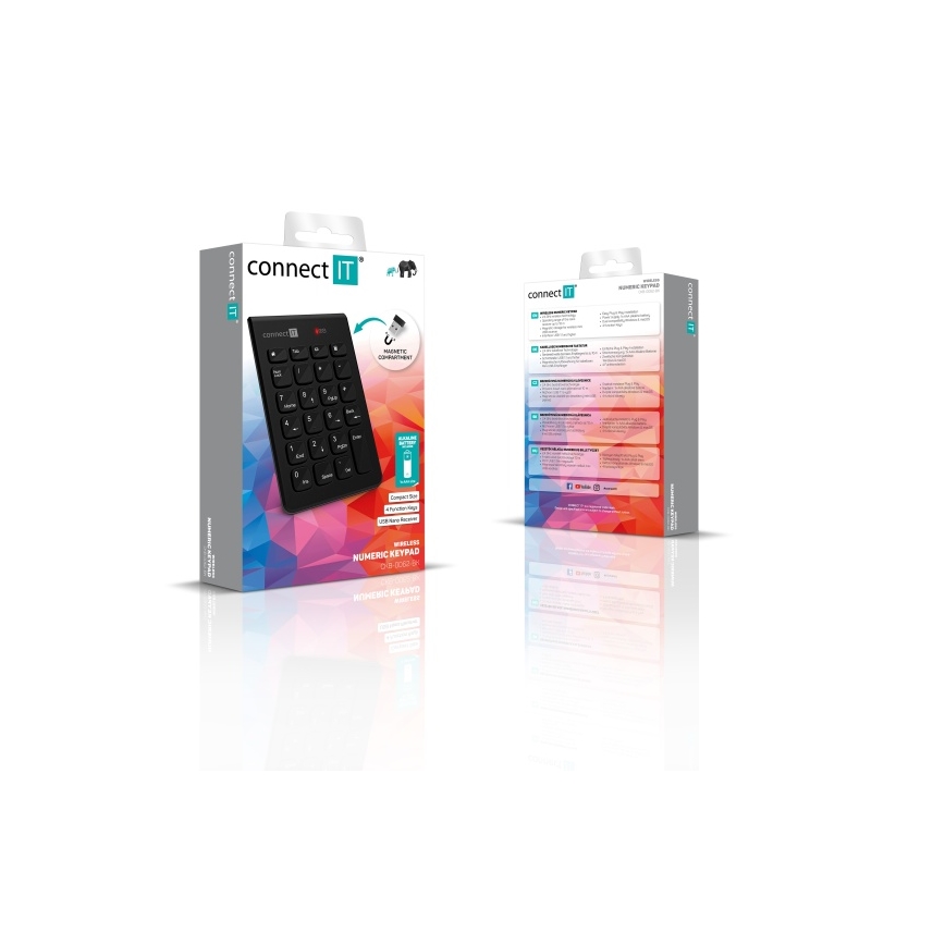 CONNECT IT CKB-0062-BK - Trådløs numeric keypad 1xAAA sort
