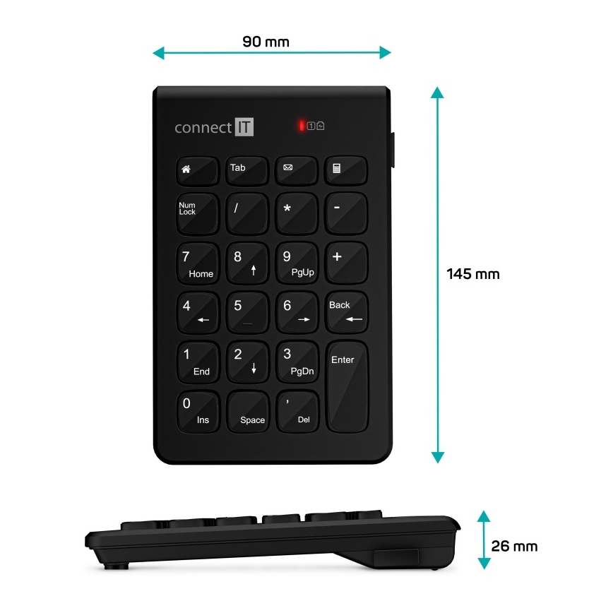 CONNECT IT CKB-0062-BK - Trådløs numeric keypad 1xAAA sort