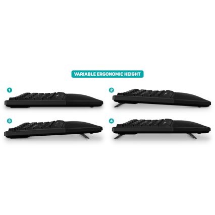 CONNECT IT CKB-2800-CS - Ergonomisk keyboard trådløs med CZ/SK localization sort
