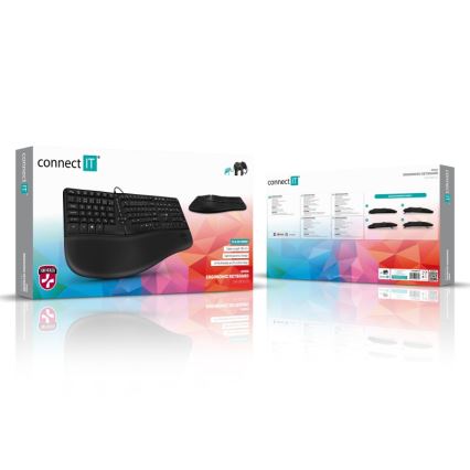 CONNECT IT CKB-2800-CS - Ergonomisk keyboard trådløs med CZ/SK localization sort