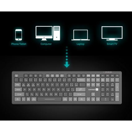 CONNECT IT CKB-5060-CS - Tastatur m. lav profil lydløst med CZ/SK localization 350 mAh