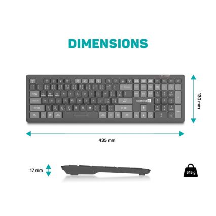 CONNECT IT CKB-5060-CS - Tastatur m. lav profil lydløst med CZ/SK localization 350 mAh