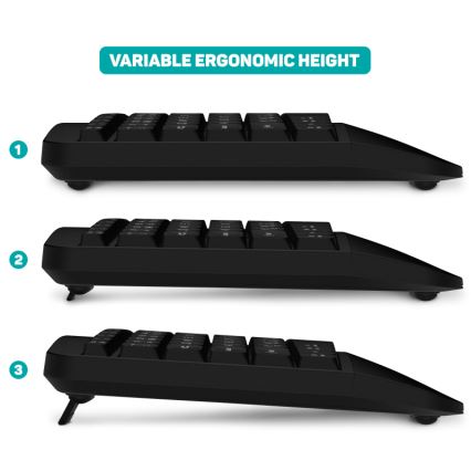 CONNECT IT CKM-6010-CS - Ergonomisk keyboard trådløs og mus 800/1200/1600/2400 DPI tjekkisk/slovakisk lokalisering 1xAA + 2xAAA sort