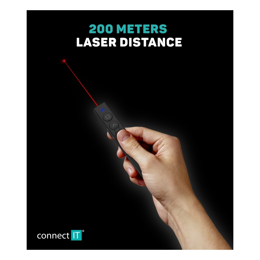 CONNECT IT CLP-2050-BK - Trådløs præsentationsenhed med laserpointer 1xAAA