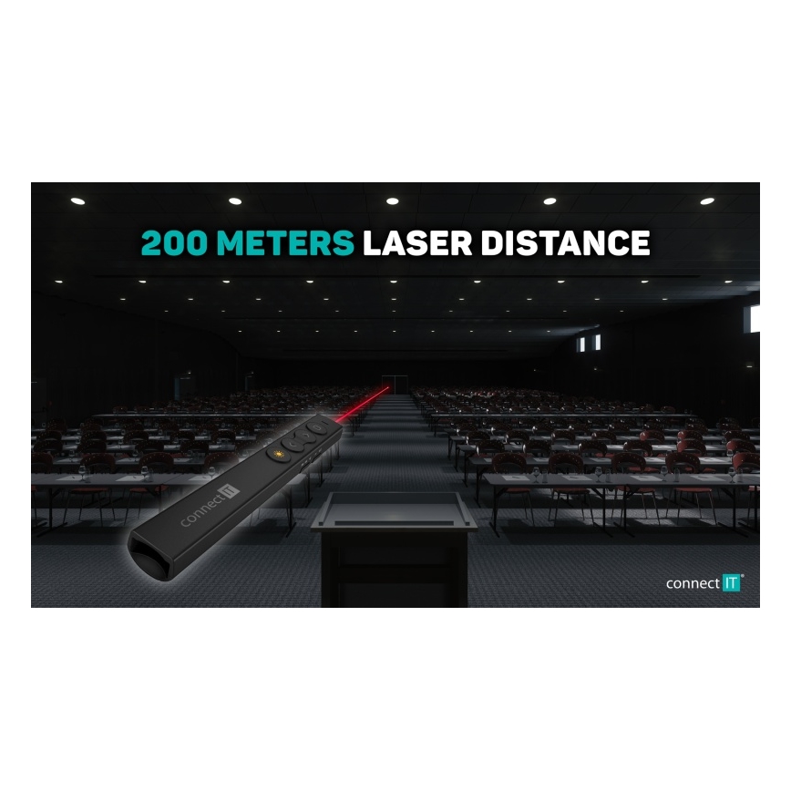 CONNECT IT CLP-2050-BK - Trådløs præsentationsenhed med laserpointer 1xAAA