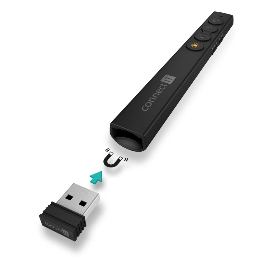 CONNECT IT CLP-2050-BK - Trådløs præsentationsenhed med laserpointer 1xAAA