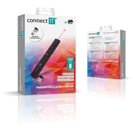 CONNECT IT CLP-2050-BK - Trådløs præsentationsenhed med laserpointer 1xAAA
