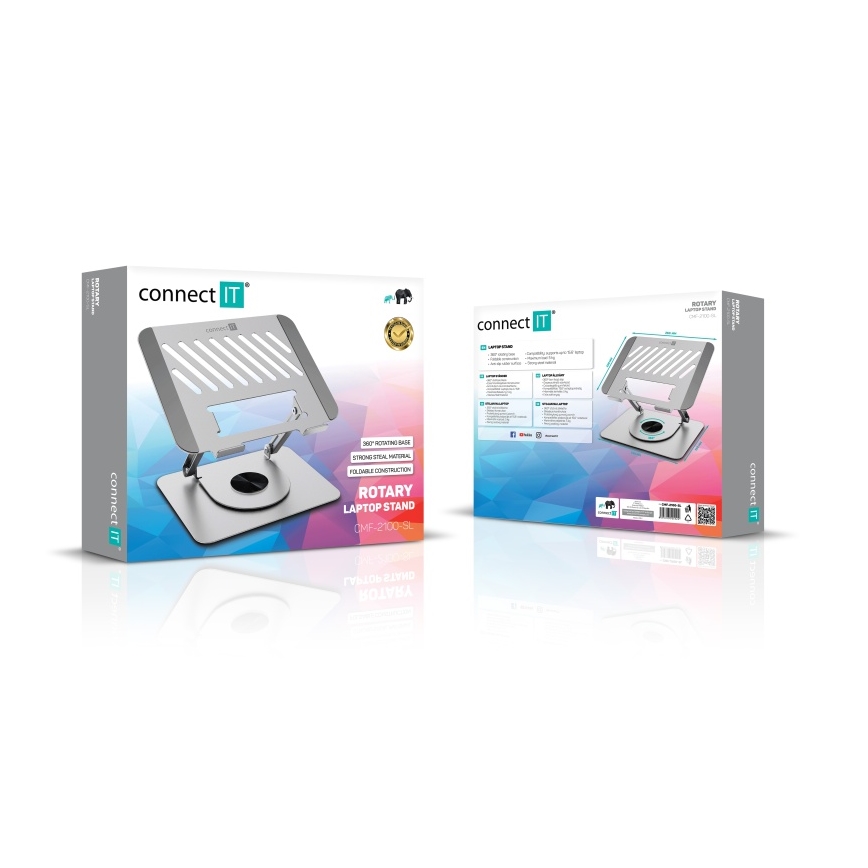 CONNECT IT CMF-2100-SL - Drejeligt laptop-stativ sølvfarvet
