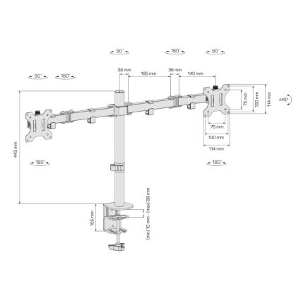 CONNECT IT CMF-3203-BK - Universelt beslag til 2 skærme 13-32” sort