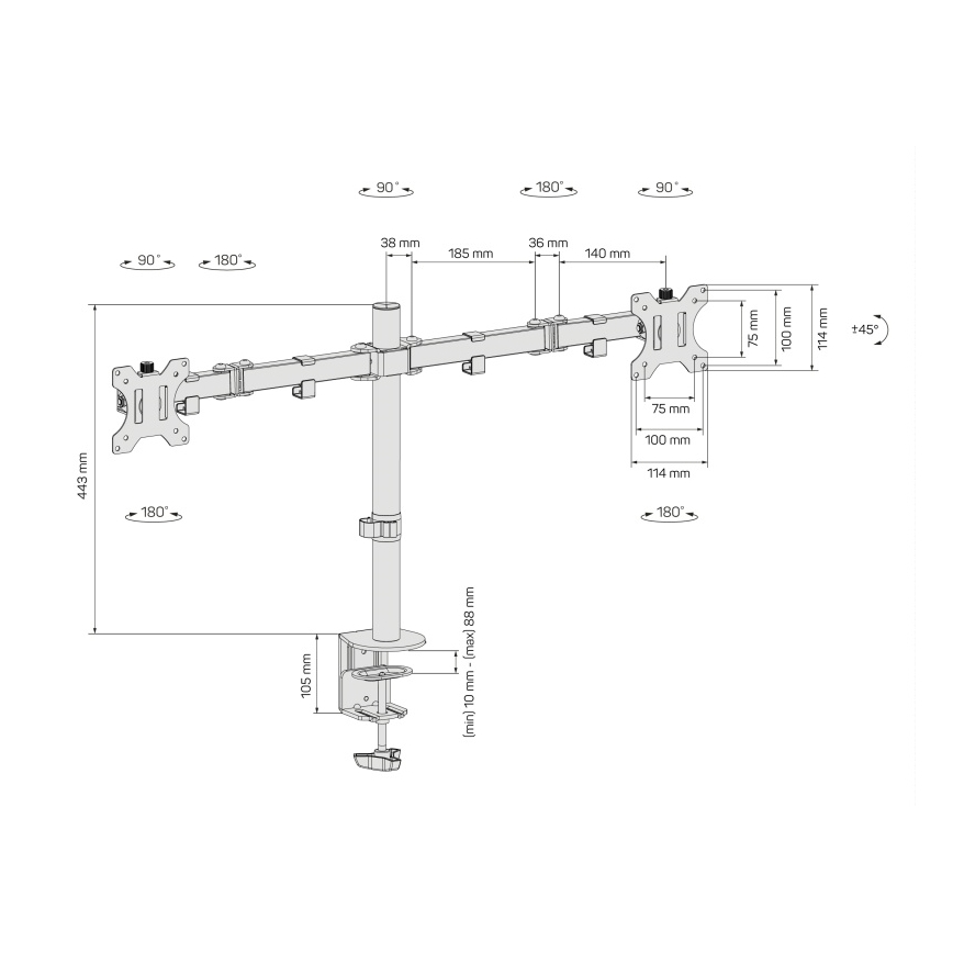 CONNECT IT CMF-3203-BK - Universelt beslag til 2 skærme 13-32” sort
