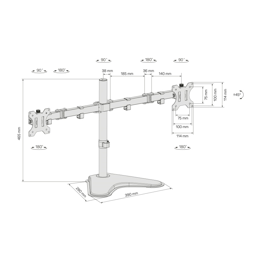 CONNECT IT CMF-3204-BK - Universelt beslag til 2 skærme 13-32” sort