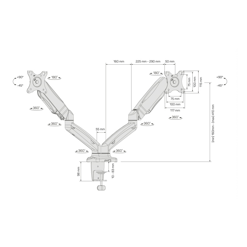 CONNECT IT CMF-3207-BK - Universelt beslag til 2 skærme 13-27” sort