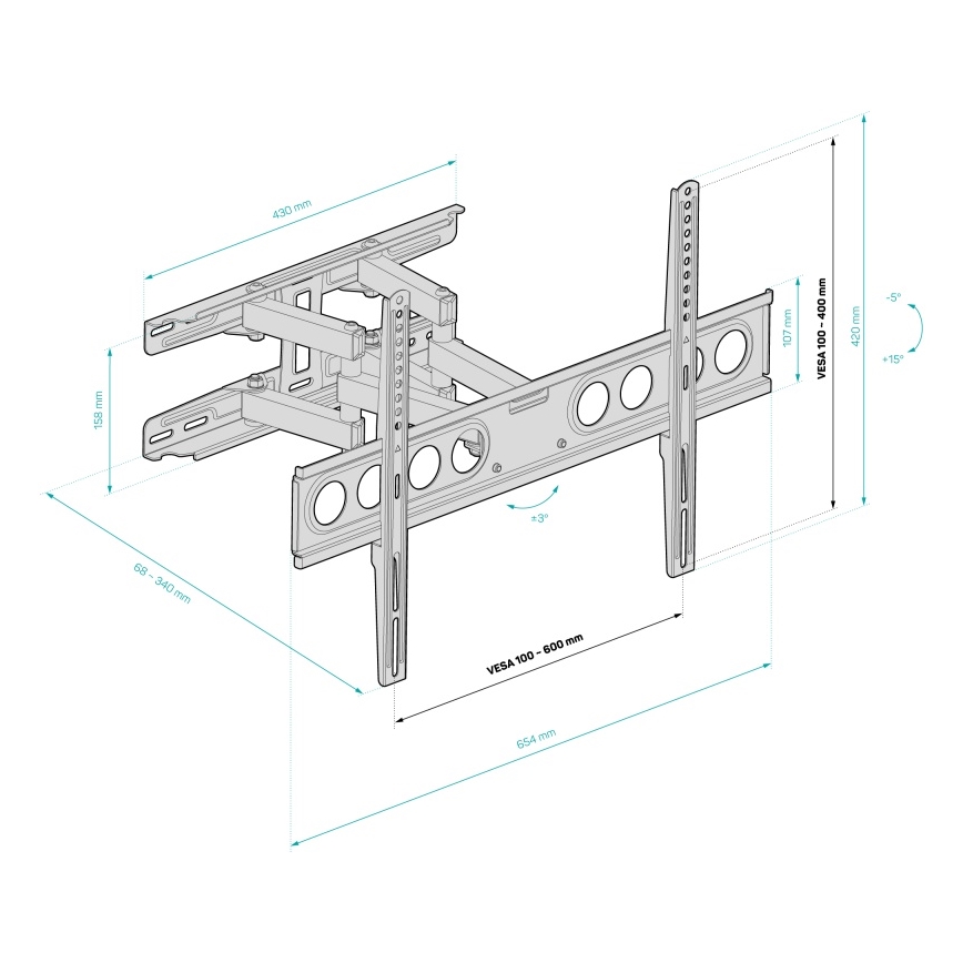 CONNECT IT CMH-7600-BK - Tv-vægbeslag 32-70” sort