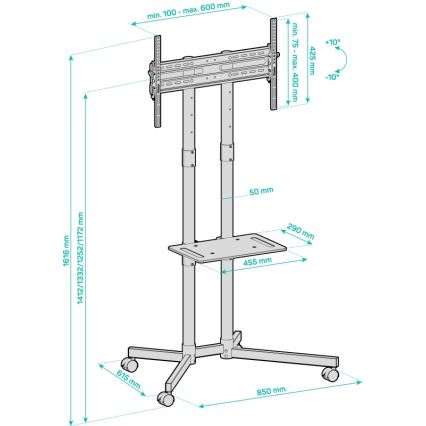CONNECT IT CMH-9100-BK - Tv-bord med hylde 37-70” sort