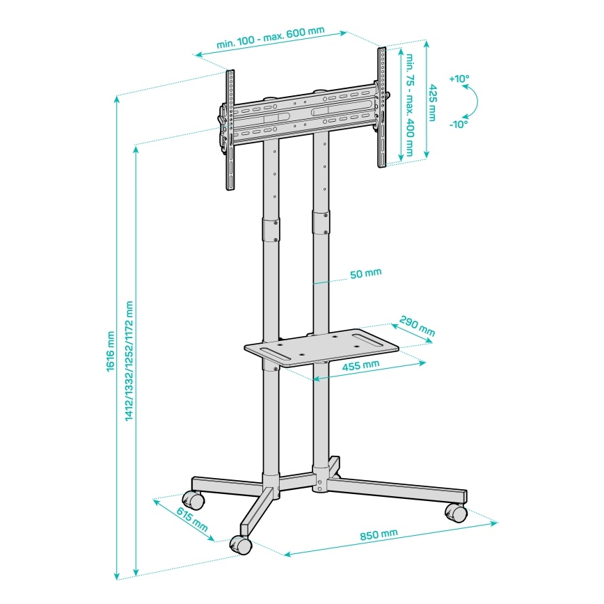 CONNECT IT CMH-9100-BK - Tv-bord med hylde 37-70” sort