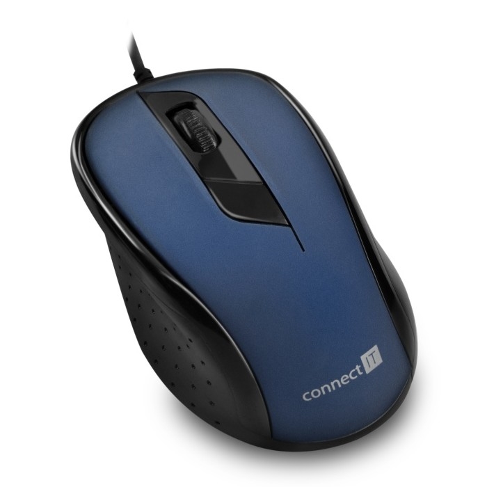 CONNECT IT CMO-1200-BL - Mus m. ledning 1000 DPI sort/blå