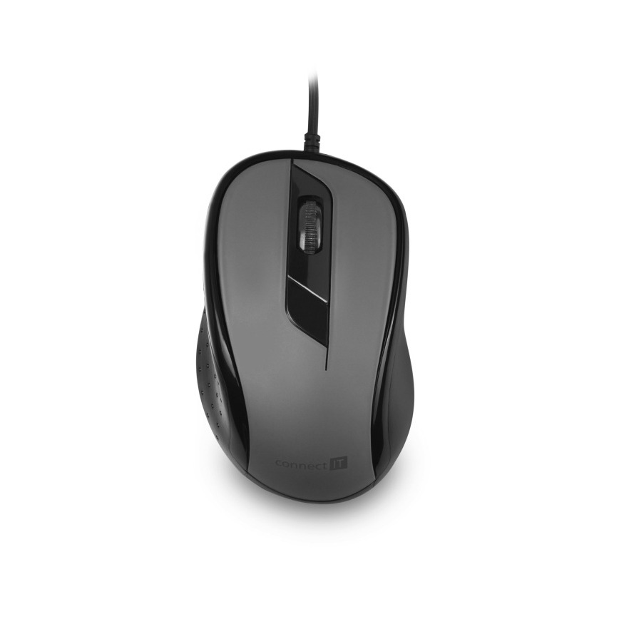 CONNECT IT CMO-1200-GY - Mus m. ledning 1000 DPI sort/grå