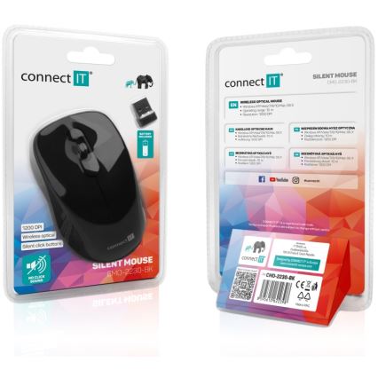 CONNECT IT CMO-2230-BK - Trådløs mus MUTE 1200 DPI 1xAA sort