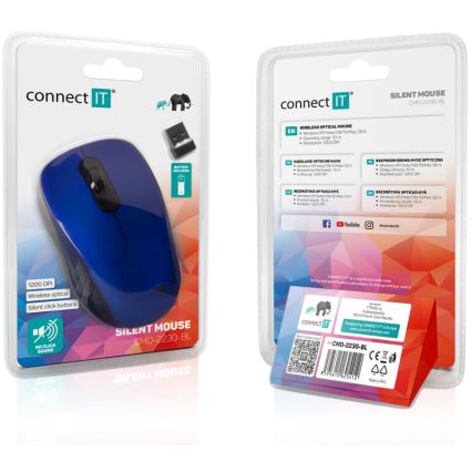 CONNECT IT CMO-2230-BL - Trådløs mus MUTE 1200 DPI 1xAA sort/blå