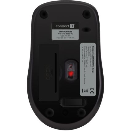 CONNECT IT CMO-2230-RD - Trådløs mus MUTE 1200 DPI 1xAA sort/rød